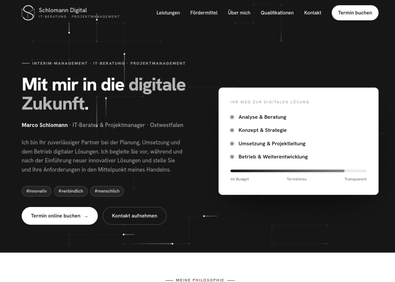 Screenshot der Website schlomann-digital.de